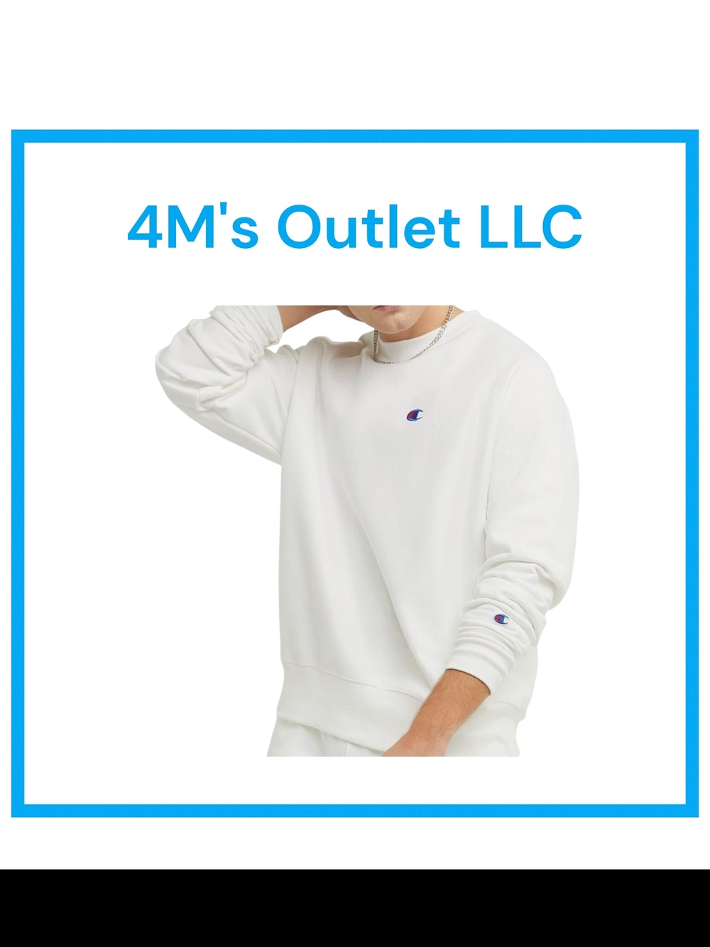 Champion White Crewneck Sweatshirt with Embroidered Logo